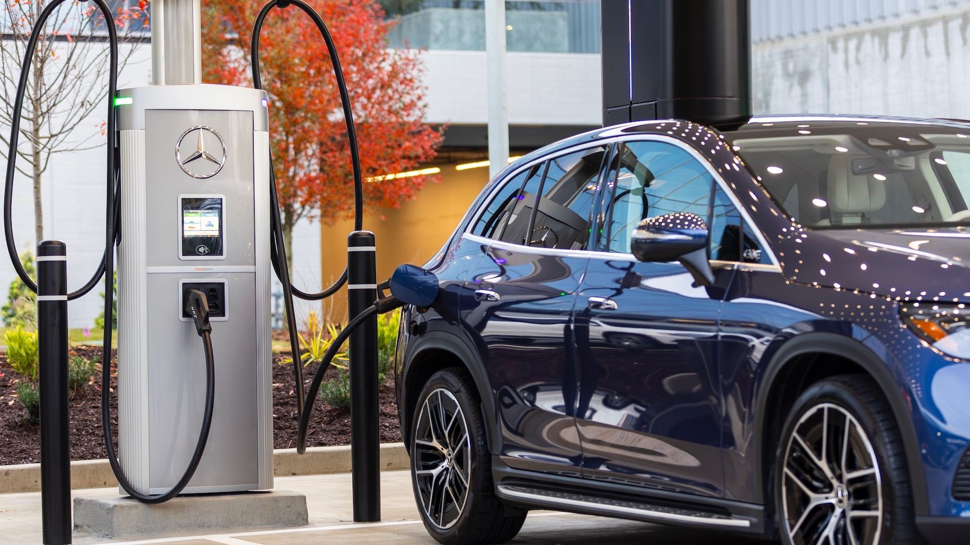 Modern EV DC fast-charging hub