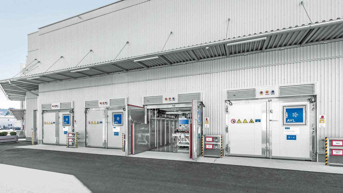 Industrial battery testing chambers and diagnostic equipment in a clean facility